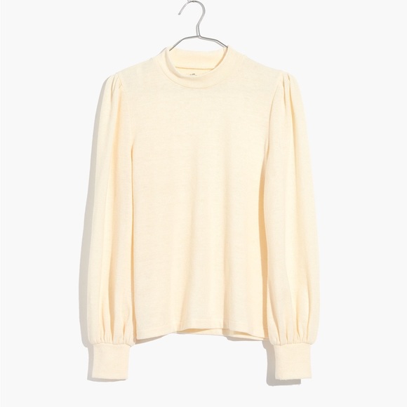Madewell Puff-Sleeve Mockneck Top antique cream size medium - Picture 1 of 12